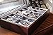 CASE ELEGANCE Solid Espresso 12 Slot Wood Watch Box Organizer with Glass Display Top