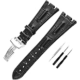 JETHENG Men's Leather Strap Compatible for 28mm Audemars Piguet Royal Oak Offshore AP 15703 15710 15400 26470 26400 Ladies outdoor work waterproof watch band wrist strap buckle