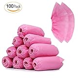 Airsspu Disposable Shoe Covers 50 Pairs Non-woven Shoes Cover Booties Shoe Covers Dust-Proof and Non-Slip Durable(50 Pairs Pink)