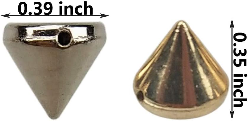 200PCS Silver and Gold Acrylic Bullet Cone Spike Studs Bead, Sew On, Glue On, Stick On by CSPRING: Arts, Crafts & Sewing