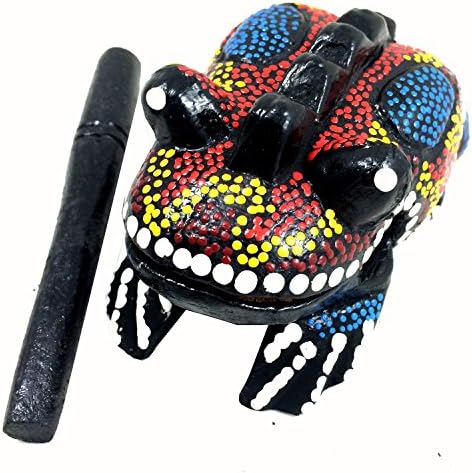 Medium 5" Wood Frog Guiro Rasp - Musical Instrument Tone Block - Hand Painted Red by World Percussion USA