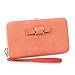 Phone clutch wallet,Charminer Women's Phone Package Bow Long Section Clutch 5.5 Inch Phone Wallets Case Hasp Long Purse Clutches Leather Wallet for Iphone Samsung Pink