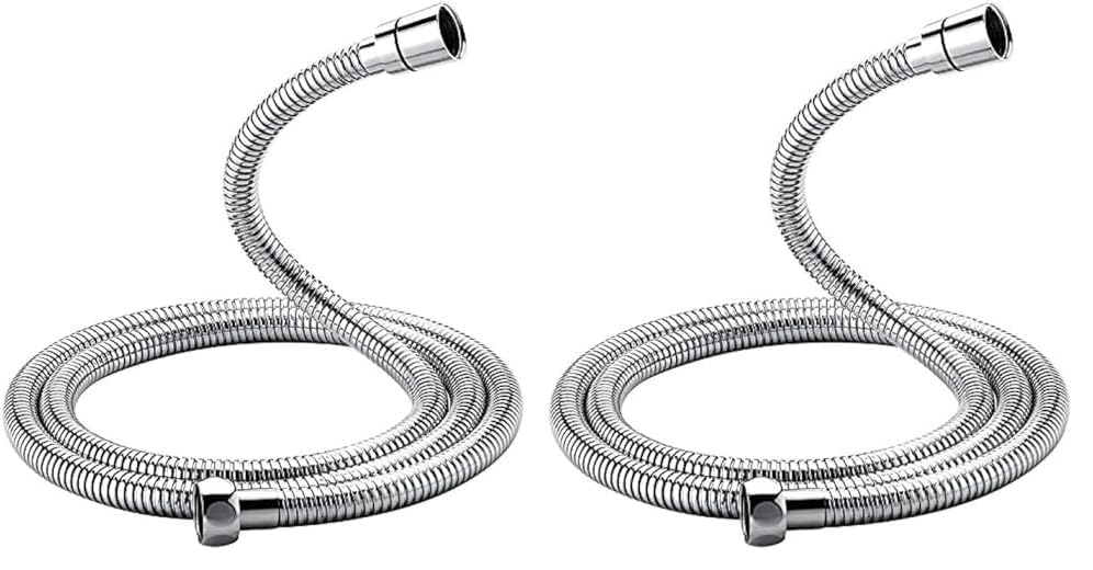 GRIFEMA COMPLENTO-G851 1/2 Inch 1.5m Shower Hose Made of Stainless Steel, Anti-Kink & Anti-Explosion and Leak Proof Hose Pipe, Silver/Chrome (Pack of 2)