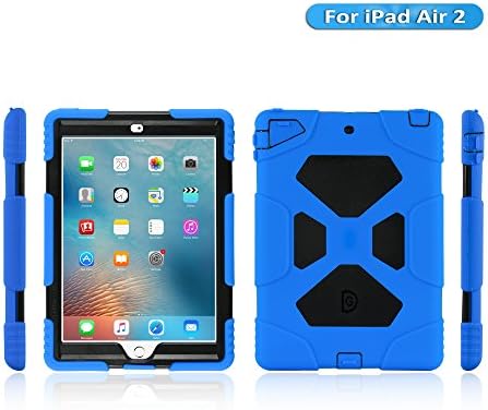 iPad Air 2 Case, KIDSPR Full-body Rugged Protective Case with Kickstand and Built-in Shockproof Drop Proof Super Protection Stand Cover Case for iPad Air 2 (iPad Air 2, Blue Black)