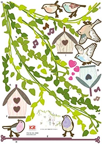 Amazon と鳥かご ウォールステッカー 木と鳥のウォールステッカー かわいい 花 おしゃれ 木 植物 フラワー ステッカー シール 壁紙 風景 景色 リース ハート アジアン 音符 英字 Ikea 窓 リビング カラフル 壁面 洗面 寝室 枝 巣箱 綺麗な色 ガラス 専門店 緑