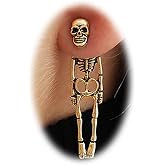 Halloween Earrings for Women Gothic Skeleton Front Back Stud Earring Punk Skull Dangle Earrings Fun Jewelry Accessories for Halloween Party Novelty Crazy Weird Funky Gifts