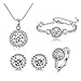 Crystal Pendant Necklace Earring Set,Silver Cubic Zirconia Jewelry Sets for Women Girls Prime
