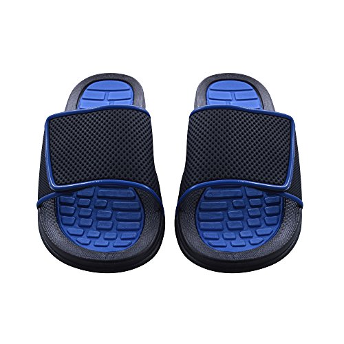 Sky Sole Mens Slide Sandals with Velcro Strap in Royal Trim, Size 11