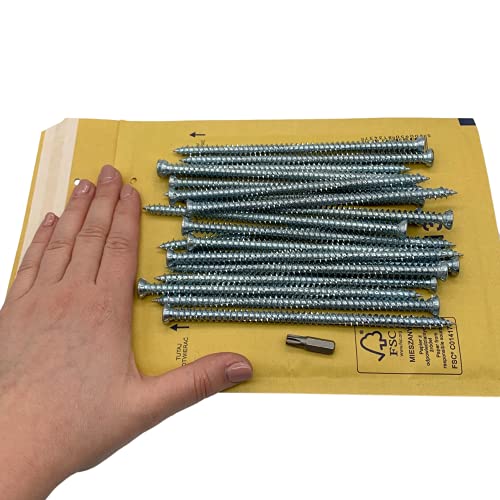 (20 Stück) Verzinkter Stahl 7,5 x 152 mm Betonrahmenschrauben Holzschrauben Torxkopf Mauerwerk Schraube Flachkopf (20, 7… – Bild 3
