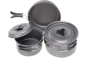 COVVY Camping Cookware Set, Portable Durable Camping Cookware, Non-Stick Pan and Skillet with Bowl, Ldeal for Camping Pot, Ba