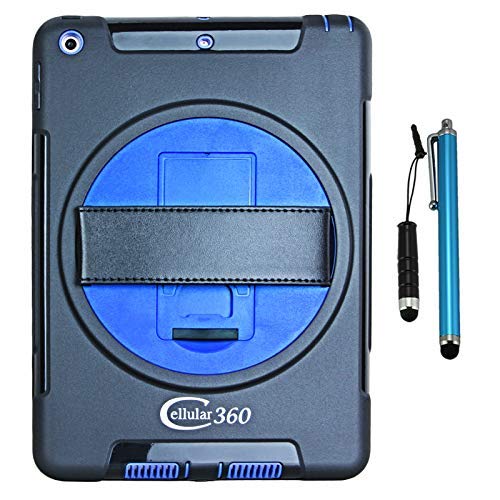 Cellular360 Drop Proof Case for iPad 6th Gen, iPad 5th Gen, iPad 9.7 (iPad 6 & iPad 5), Handy Case with a 360 Degree Rotatable Kickstand and Handle (Black and Blue)
