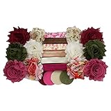 Vintage Rose - Mini DIY Headband Kit - Makes 12 Single or 6 Double Headbands - Baby Shower Headband Station - Fashion Headbands for Birthday Party & Baby Shower Games