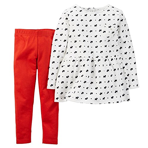 Carter's Baby Girls' 2-Piece Peplum Top and Pant Set (12 Months, Scottie Print)