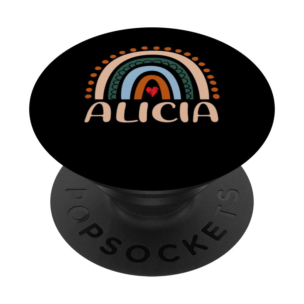 Alicia Name Personalized Funny Women Rainbow Alicia PopSockets Swappable PopGrip