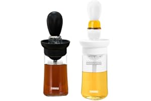TINMIX Oil Dispenser with Brush - 2 Pack Glass Olive Oil Dispenser Bottle with Silicone Basting Brush for Kitchen Cooking Vin