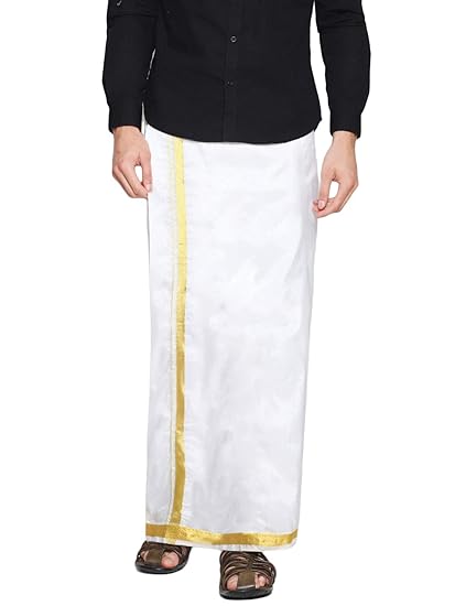 Men's Blended Dhoti with Pocket (White, Free Size)