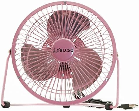YHLCSQ Mini 6" Metal Portable Fans with USB Electric Cablel Personal Fans for Table Laptop Room Office or Mobile Power Bank Pink