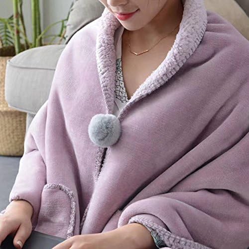 Canank Flannel Cozy Wearable Blanket Cloak Style Winter Warm Scarf Shawl with Button and Pockets