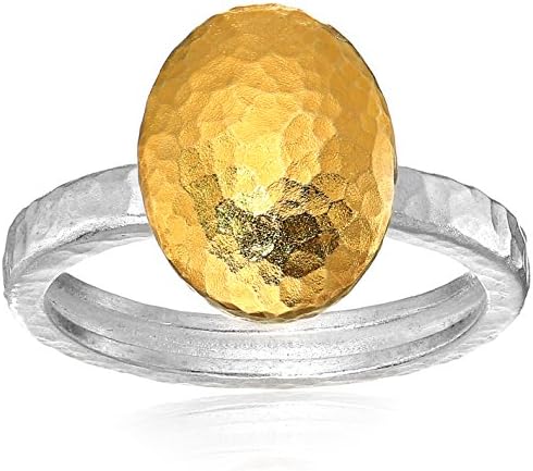 GURHAN "Jordan" Sterling Silver Layered with 24k Gold Large Stackable Ring, Size 6.5
