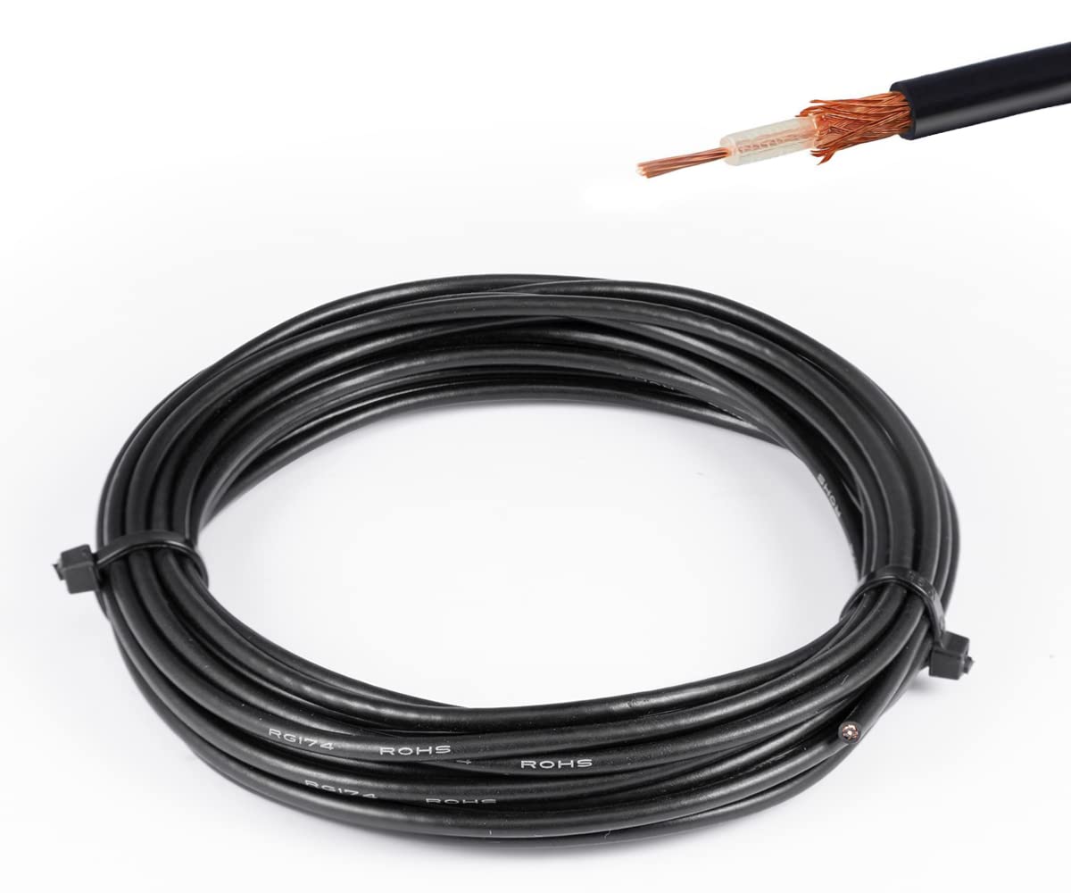 Vecys RG174 RF Coaxial Cable Black 50ohm 16.4FT/5M — image 1