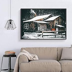 Floating Framed Canvas Wall Art for Living Room, Bedroom Winter Snow Vintage Canvas Prints for Home Decoration Ready to Hang - 16x24 inches