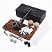 Futeng Handmade Straight Stems Ebony Wooden Smoking Tobacco Pipe with Accessories (Filter Elements, Filter Balls, 3 in 1 Scraper, Pipe Cleaners, Pipe tip Grips, Bag, Gift Box) (Wood Grain)
