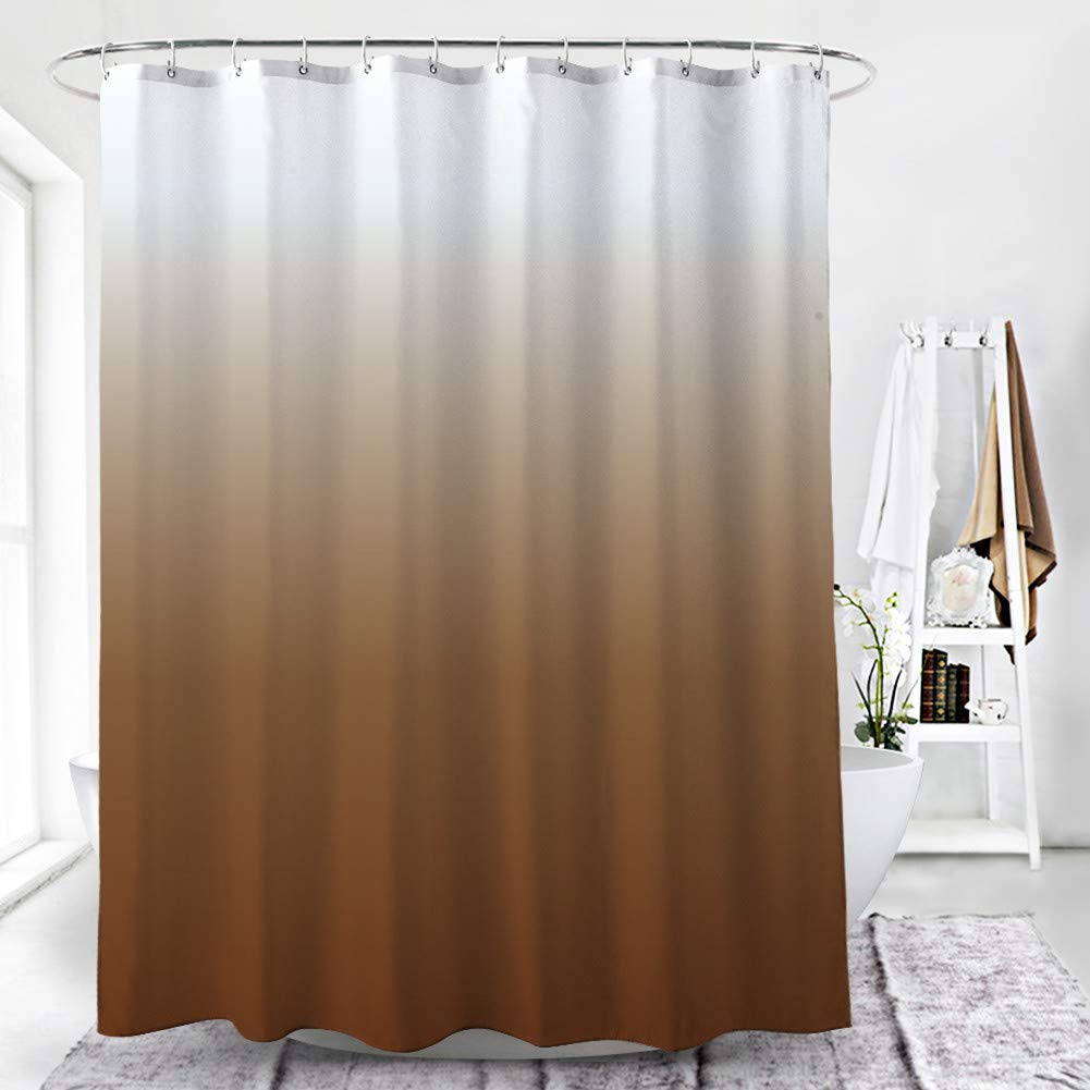 DeKeLaiFu Polyester Ombre Fabric Brown Shower Curtain Gradient Shower Curtain, Ombre Brown Shower Curtains for Bathroom Decorative Curtain, Heavy-duty Waterproof, 180x180cm(71x71inch) (Brown)