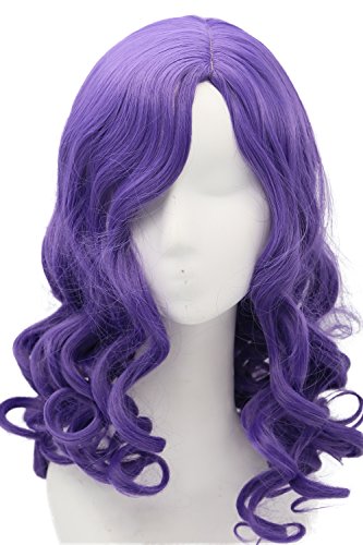 Xcoser Mal Wig The Isle of the Lost Cosplay Costume Purple Long Curly Wavy Wigs Hair Accessories