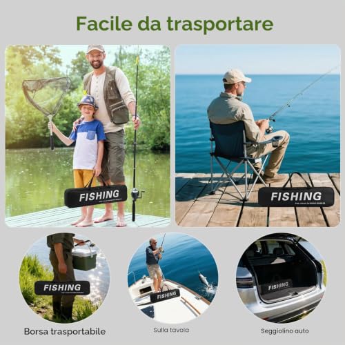 Lomffy Canna da Pesca e Mulinello Combo Set, 1.8M Kit di Esche da Pesca e Borsa con Rete Set Combinato Canna da Pesca Telescopica e Mulinello con Linea Borsa da Trasporto per Acqua Dolce Acqua Salata