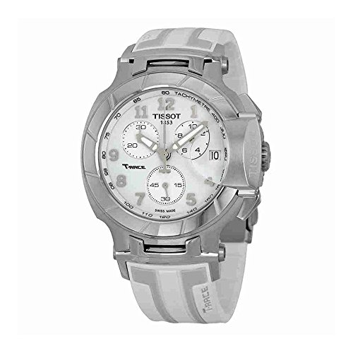 Tissot Women's 'T-Race' Swiss Quartz Stainless Steel and Rubber Sport Watch, Color White (Model: T0484171701200)