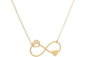 QIAN0813 Fashion Love Heart Cat Dog Puppy Paw Print Necklace for Women Personalized Infinity Symbol Chain Necklace