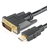 SHD DVI to HDMI Cable 6Feet,HDMI to DVI Cable Cord DVI D to HDMI Adapter Bi-Directional Monitor Cable for PC Laptop HDTV Porjector