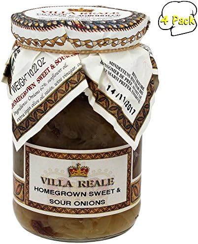 Italian Villa Reale Homegrown Sweet &amp; Sour Onions, 10.22oz (290gm), Pack of 4