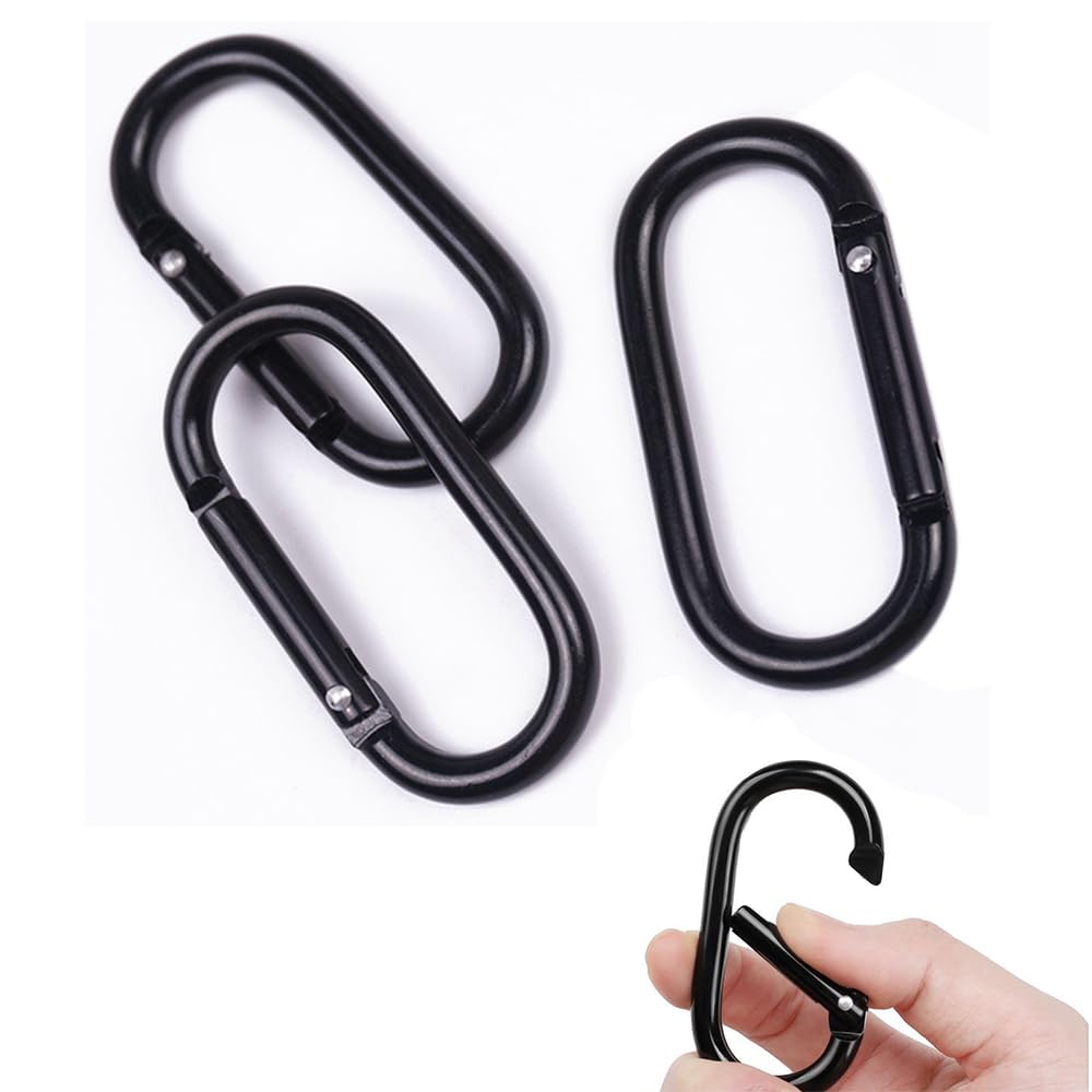 15 PCS Carabiner Clip Hooks Aluminum Alloy D Ring Clip Hook Black Small Spring Snap Keyring Hook for Outdoor Activity Camping Hiking Traveling Fishing Backpack