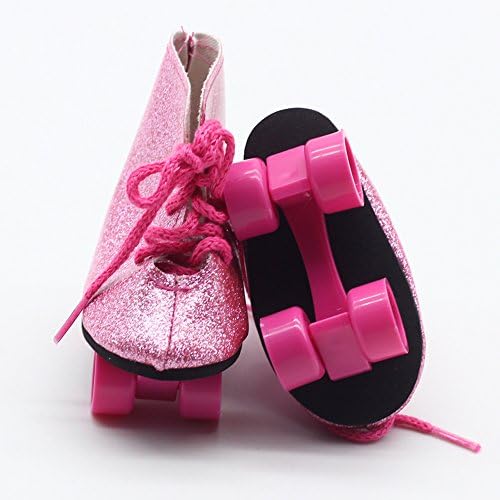 Papabasi Pink 18inch Dolls Roller Skates Fit For American Girl Dolls Shoes - The Cutest Doll Boots and Doll Accessories