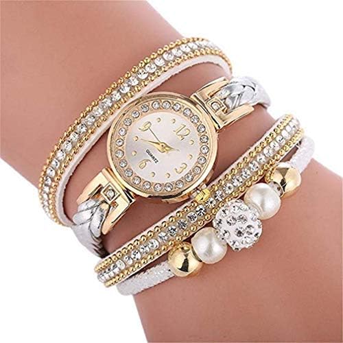 Fashion Clearance Watch! Noopvan Women's Luxury Crystal Bracelet Watches Ladies Quartz Wristwatch Rhinestone Watches Round Analog Wrist Watches for Women Watches (Gold)