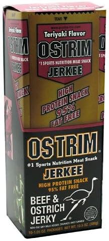 Ostrim Jerkee, Ostrich &amp; Beef Snack, Teriyaki, 10 Packages