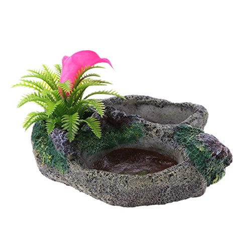 Resin Turtle Tortoise Dish for Reptile Amphibians Food Bowl Feeder Aquarium Aquatic Decoration Small Pets Supplies