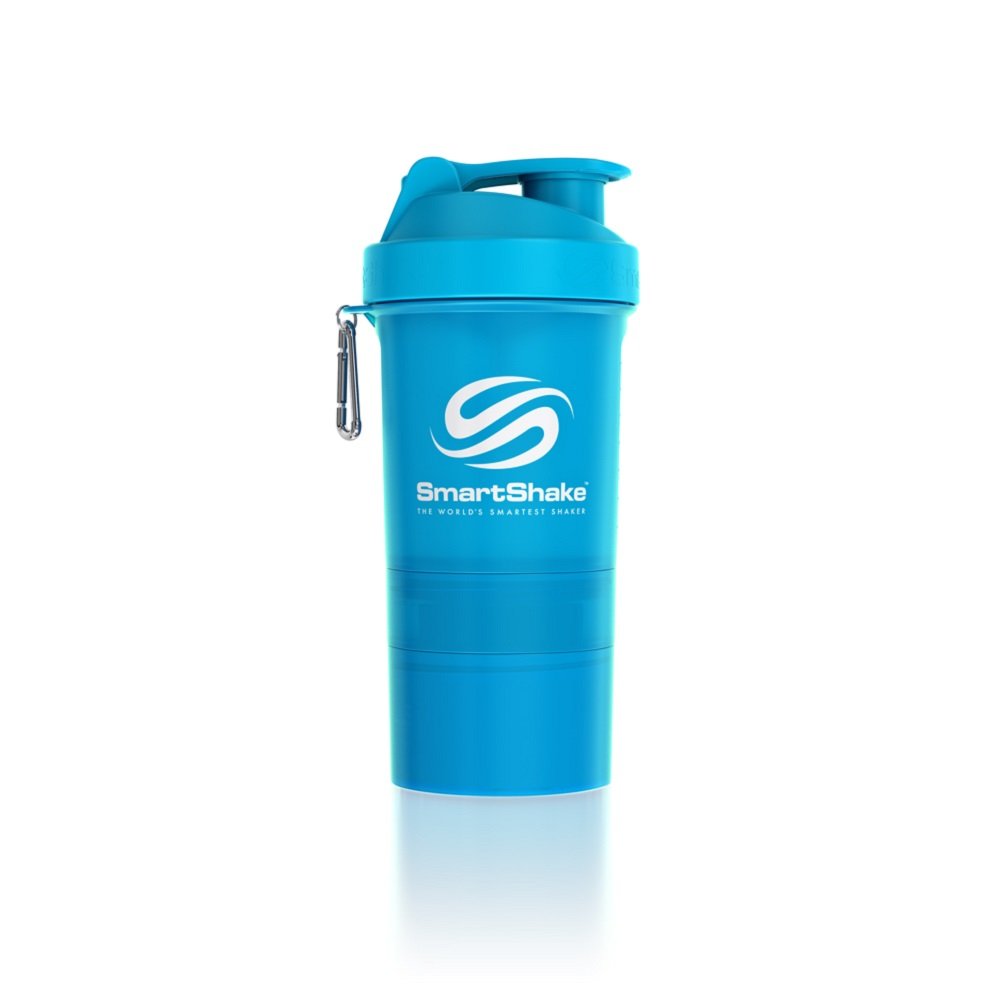 SmartShake Original Multi-Storage Shaker Bottle 600ml - Neon Blue, Plastic