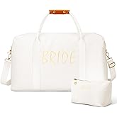 Cosblank 2 Pcs Wedding Weekender Bag for Women Bridal Shower Gifts Bride Travel with Shoe Compartment Shoulder Bride Bag with Chenille Letter Patch Makeup Gift for Wedding Engagement Honeymoon