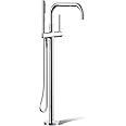 KOHLER Purist® floor-mount bath filler with included handshower, polished chrome, tub filler, bath filler, multifunction handshower, K-T97328-4-CP