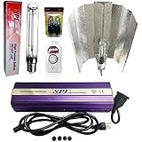 SPL Horticulture Stwk 1000 Hydroponic 400w Watt Grow Light Digital Dimmable HPS System for Plants Gull Wing Reflector Hood Set