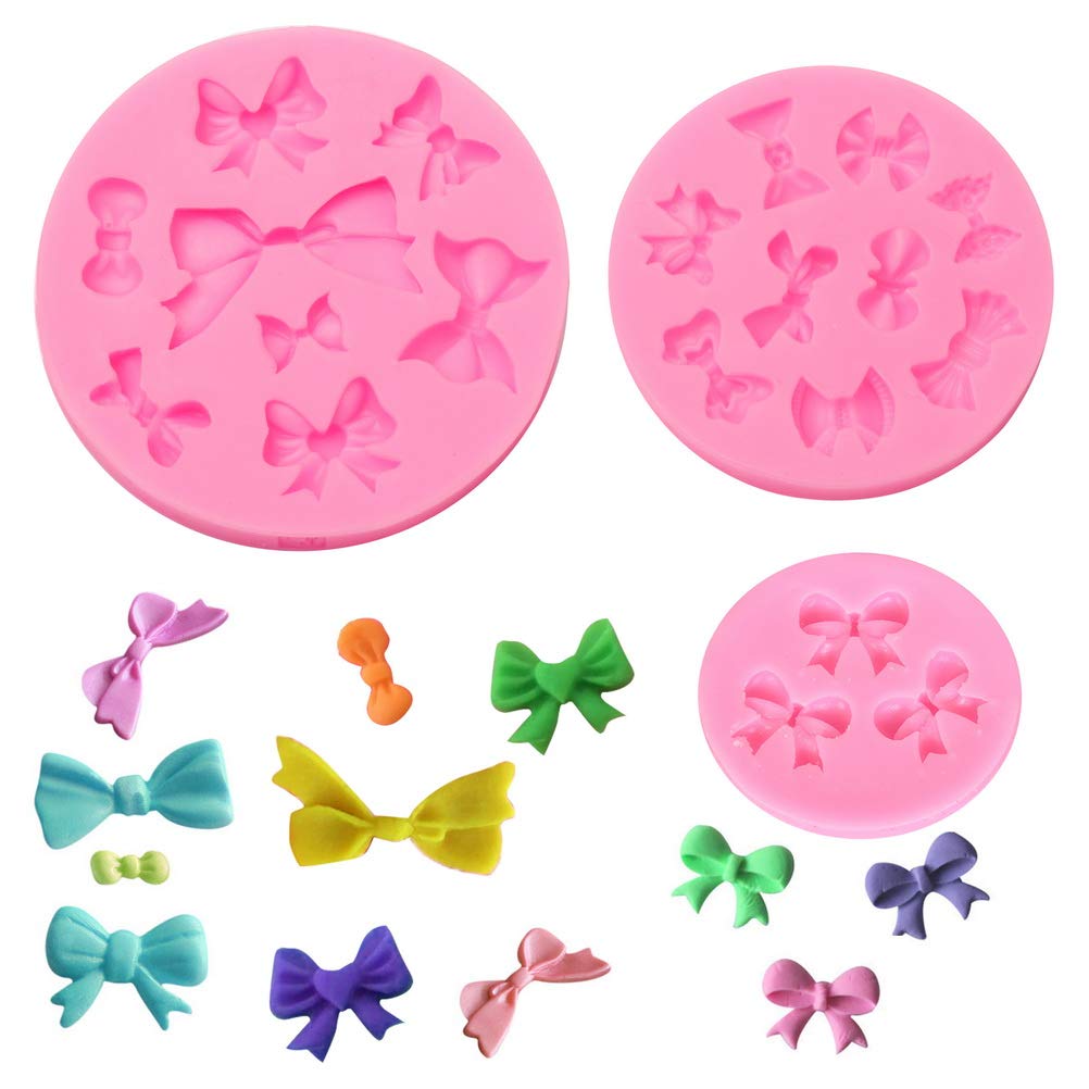 Photo 1 of 3 Pack Bows Silicone Mould, Bow Fondant Sugar Mould Craft Molds for Birthday Wedding Party DIY Cake Decorating Mold