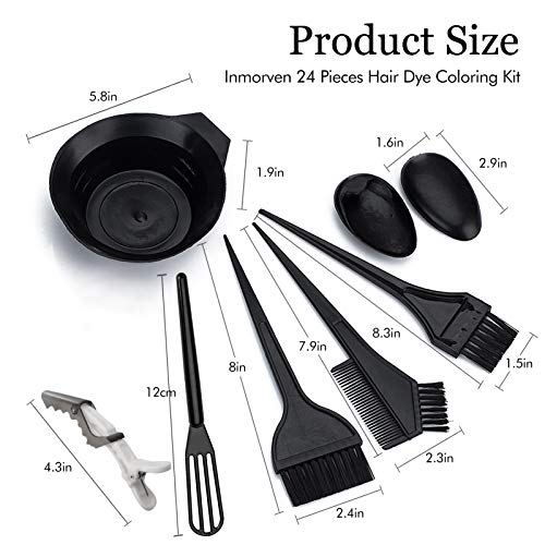 24 Pieces Hair Dye Coloring Kit,Inmorven Hair Dye Brush and Bowl Set