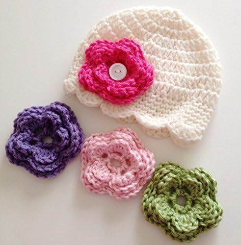 Newborn Baby Girl Hat with Flowers in Sizes Up To 10 Years Old