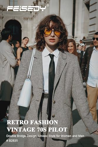 FEISEDY Retro aviador cuadrado gafas de sol para mujeres hombres 70s vintage de moda marco de plástico lentes de sol B2835