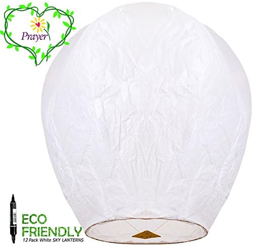Sky Lanterns & Chinese Lanterns (20 Pack) ECO Friendly, 100% Biodegradable - Beautiful Lantern for White for Weddings, Birthdays, Memorials and Much More by Smeiker (20 Pack)
