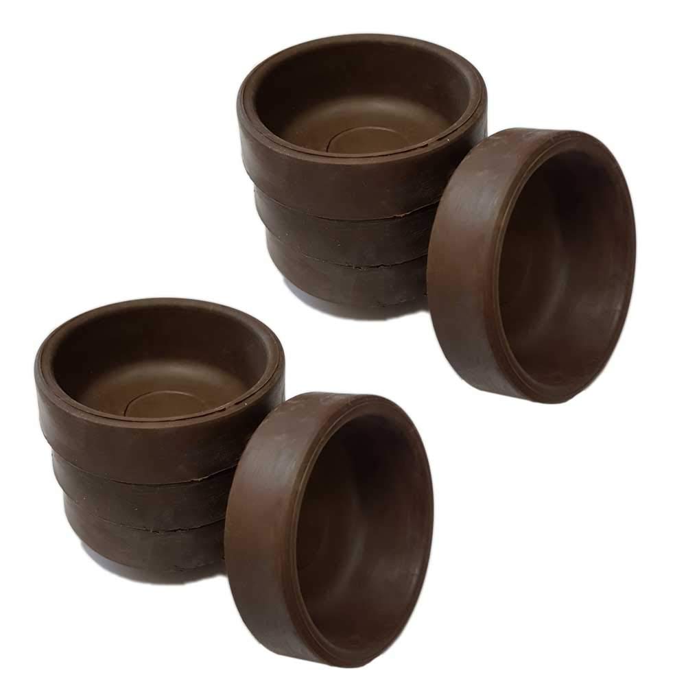 Brown Rubber Castor Cups 37mm Protect Wooden, Laminate, Tiled Floors and Carpets from Wheel Damage and Scratches Caused by Chair, Bed, Sofa and Table Legs (8, Small)