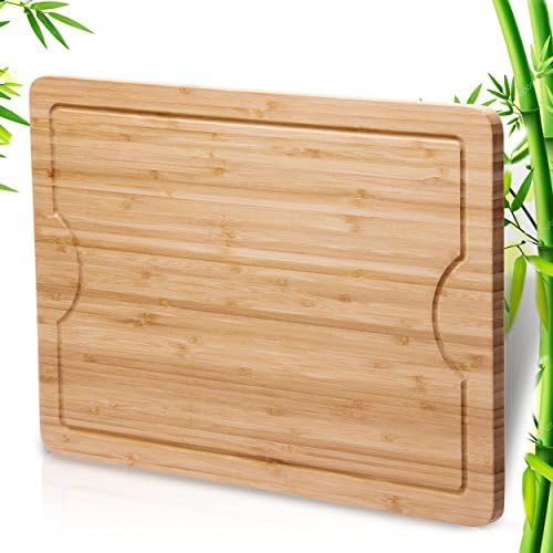Best Bamboo Wood Cutting Board - Large 2-Sided Chopping Board with Drip Groove - Eco-Friendly, Antibacterial, Easy-Care