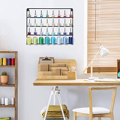 HAITARL 32Spool Sewing Thread Rack, WallMounted Metal Sewing Thread Holder with Hanging Tools